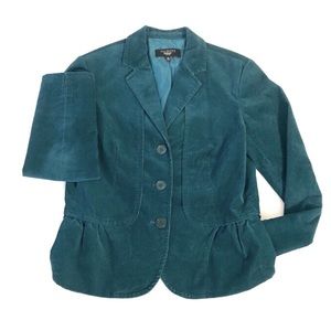 Talbots Petites Teal Corduroy 3 Button Blazer • 6P